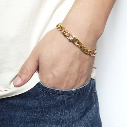 Curb Cuban Chain Gold Color Bracelets for Men Women